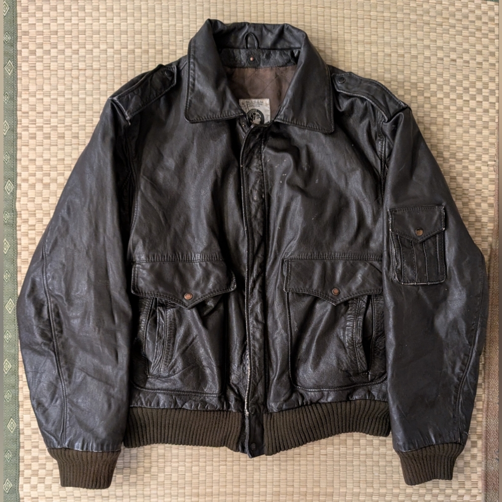 RARE Vintage American Express Leather Bomber Jacket Brown Men's Size 44